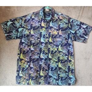 Rum Reggae Shirt Mens XL Blue Sea Turtle Stingray Downtown Aquarium Houston